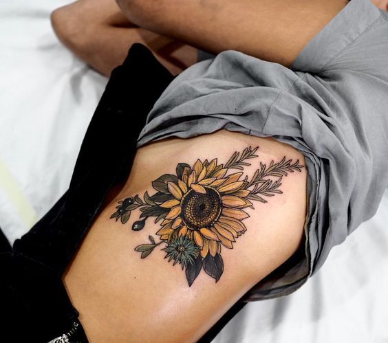 Sunflower Side Tattoo