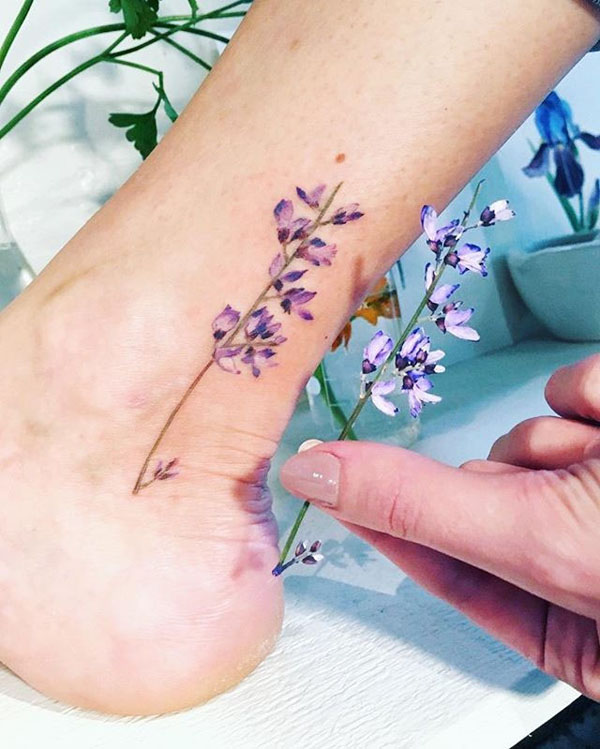 Tiny Floral Ankle Tattoo