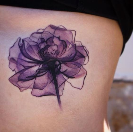 Violet Flower Watercolor Tattoo