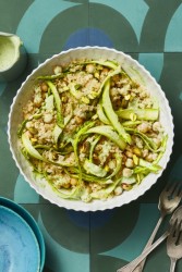 Tahini Lemon Quinoa with Asparagus Ribbons