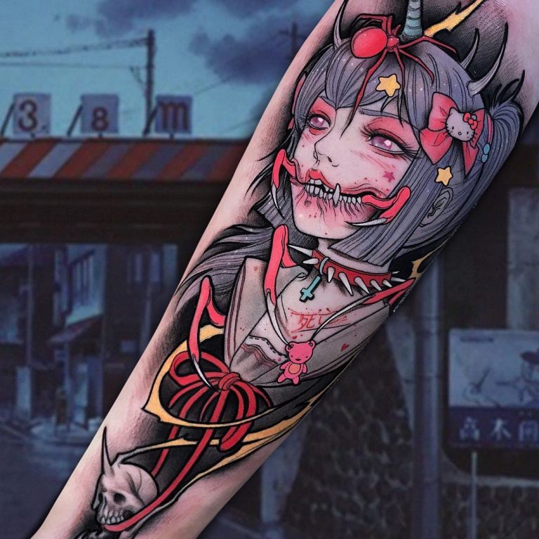 Horror Anime Tattoo By Brando Chiesa