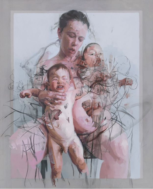 The Mothers by Jenny Saville, Oil and Charcoal