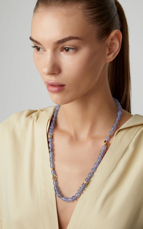Mimi So 18K Gold, Chalcedony and Diamond Necklace