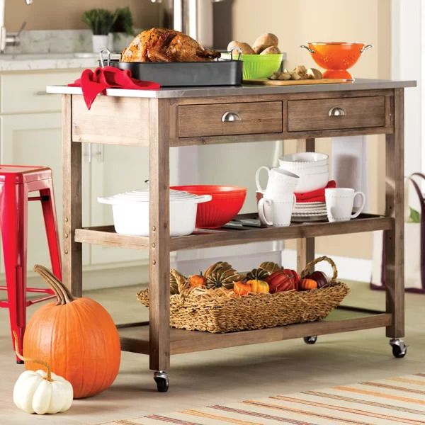 Weldona Kitchen Cart with Stainless Steel Top