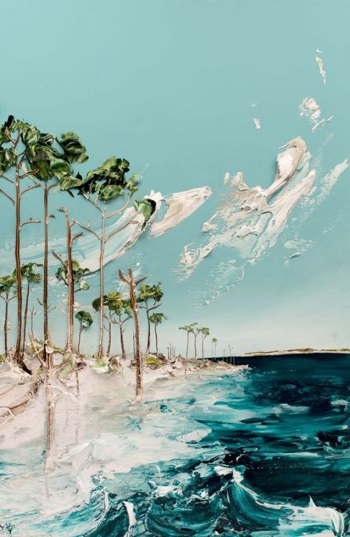 Blue Mountain Beach By Justin Gaffrey, Acrylic Painting