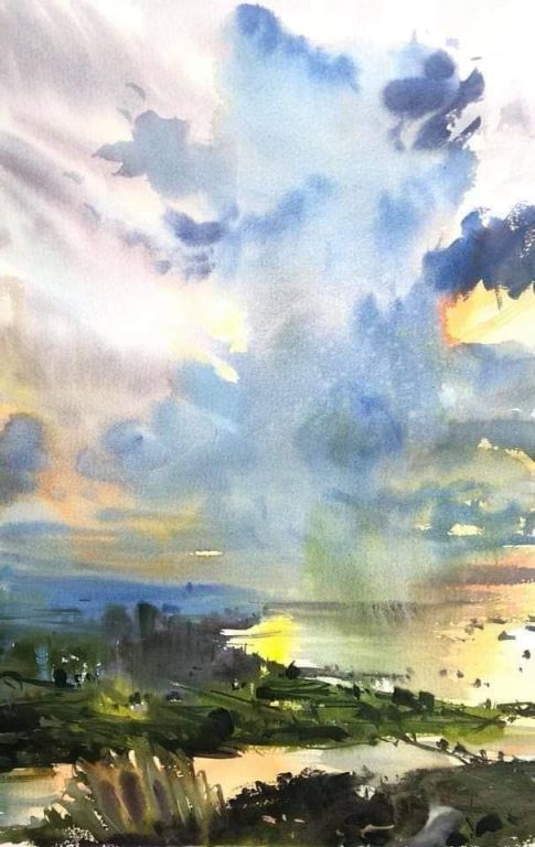 Sunset Watercolor by Uma Kelkar