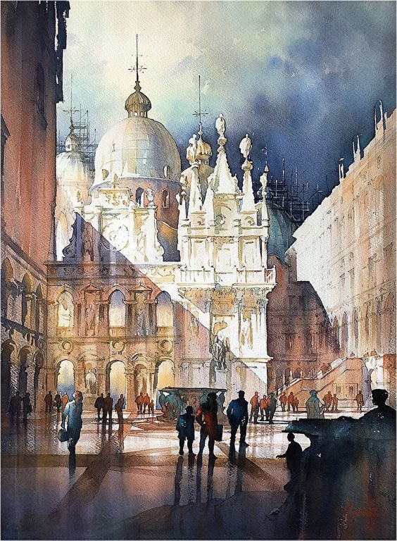 Doge's Palace - Venice by Thomas W. Schaller, Watercolor Painting