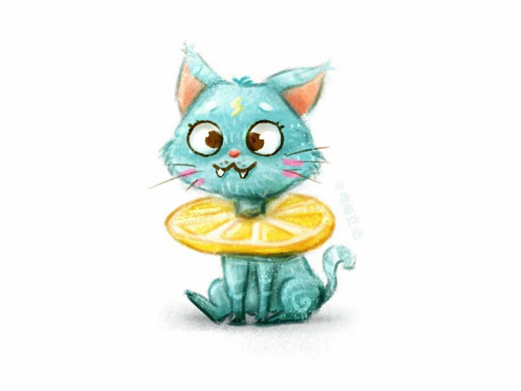 Blue Cat By Liudi, Pencil Drawing