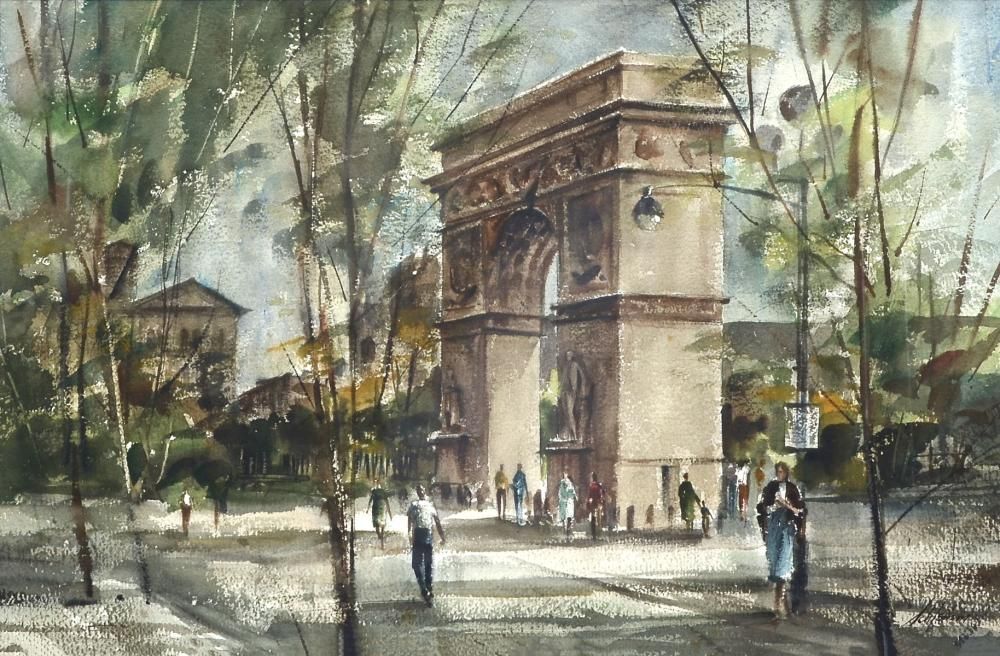 Washington Square Park New York City By Betty Schlemm, Watercolor Painting