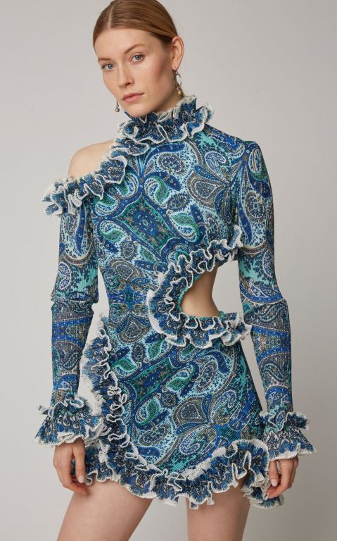 Zimmermann Moncur Cutout Plisse Mini Dress