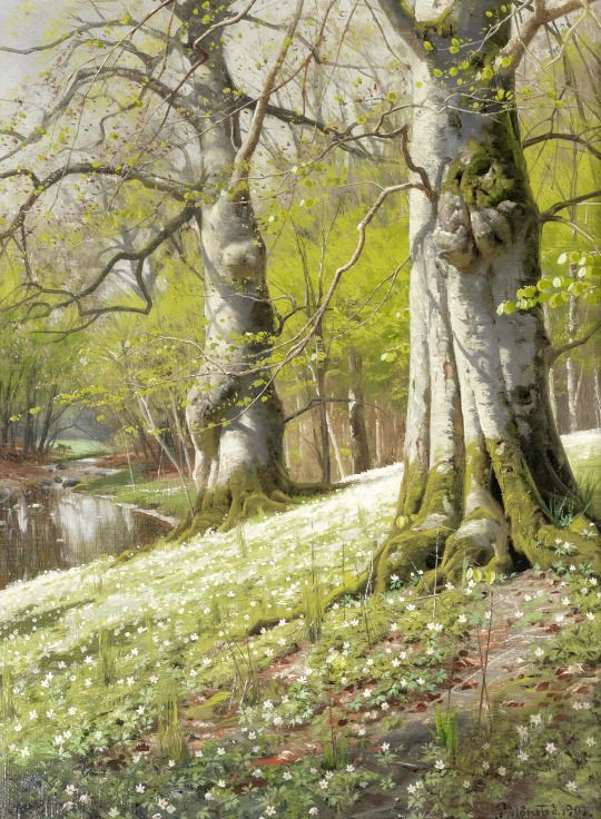 A Spring Morning By Peder Mork Monsted, Oil Painting