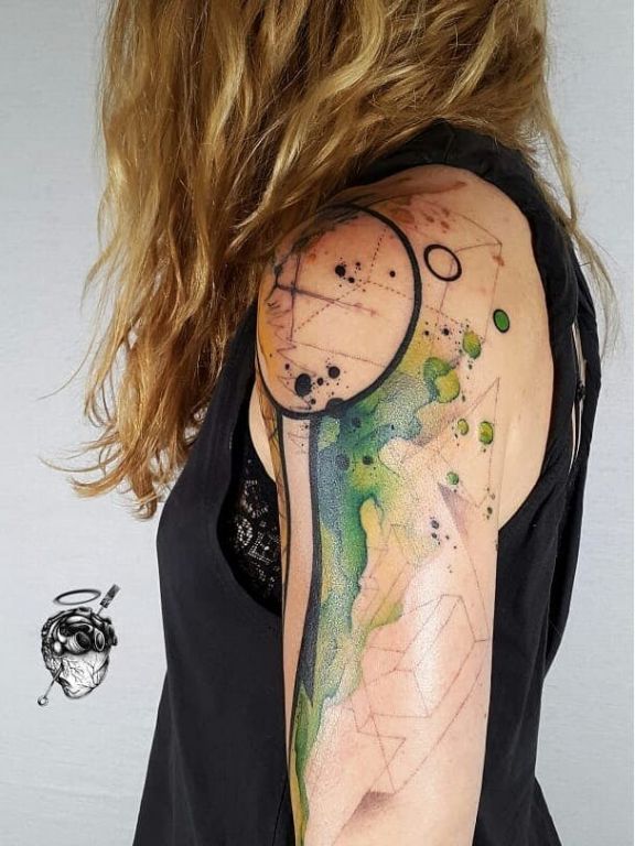 Geometric Watercolor Tattoo by Santa Perpetua