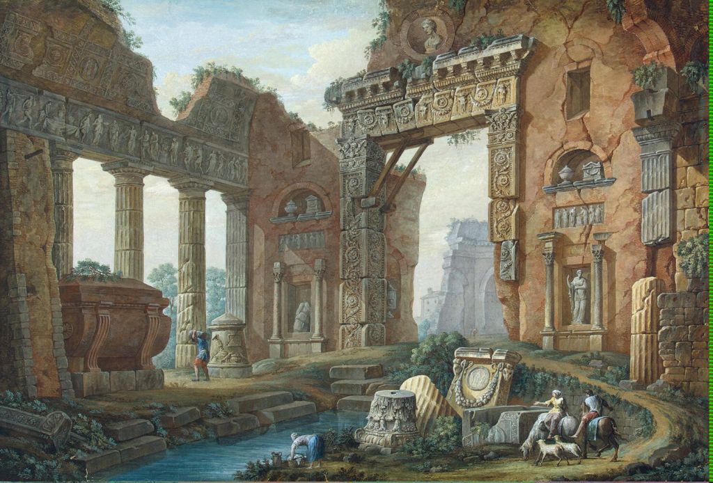 The Architectural Fantasy By Clerisseau Charles-Louis, Oil Painting