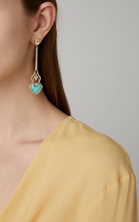 ARK 18K Gold, Opal And Diamond Earrings