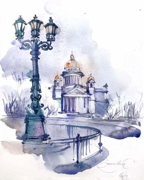 St. Petersburg Tula By Gavrilova Kristina, Watercolor Painting
