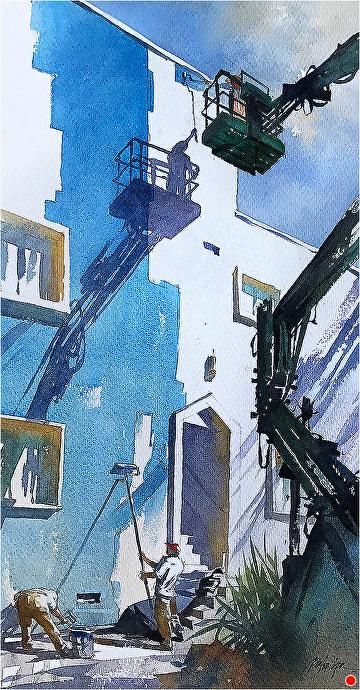 Almost Blue by Thomas W. Schaller, Watercolor Painting