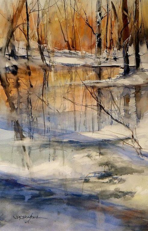 Evening Thaw By Sandra Strohschein, Watercolor Painting