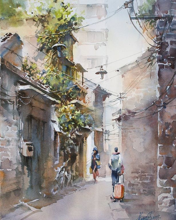 Calmness By Kwan Yeuk Pang, Watercolor Painting