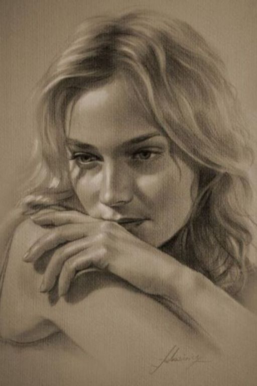 Kirsten Dunst By Krzysztof Lukasiewicz, Pencil Drawing