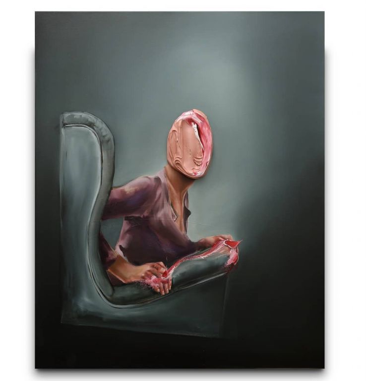 Sitting On The Armchair By Fabio La Fauci, Acrylic Painting