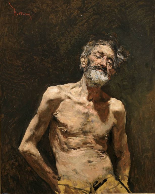 Nude Old Man In The Sun By Mariano Fortuny Marsal, Oil Painting