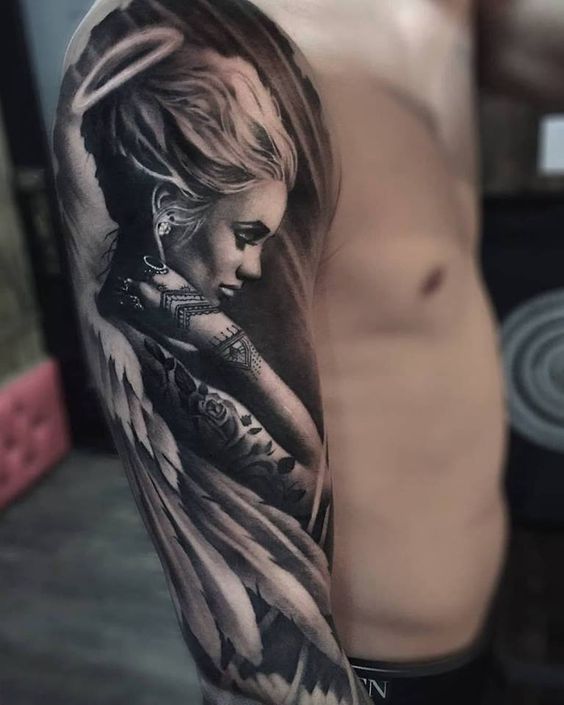 Angel Women Tattoo For Arm
