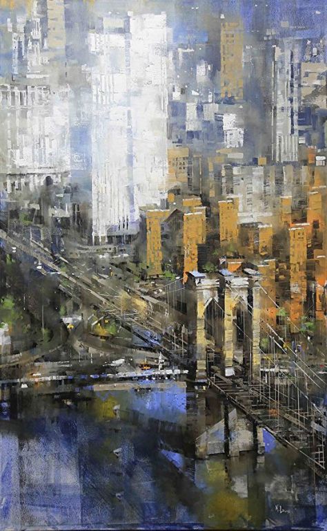 Brooklyn Bridge By Mark Lague, Oil Painting